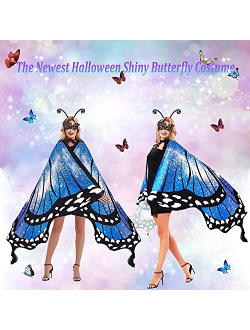 Dawnhope Butterfly Wings for Women Girls Kids Halloween Costumes Butterfly Shawl Fairy Ladies Cape Nymph Pixie Dress Up