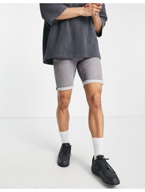 Only & Sons denim shorts in gray