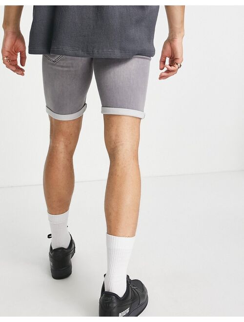 Only & Sons denim shorts in gray