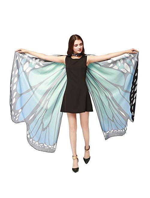 AWAYTR Women Butterfly Wings Shawl - Fairy Ladies Cape Halloween Dress Up Costume Accessory