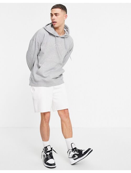 Only & Sons relaxed fit logo hoodie in light gray