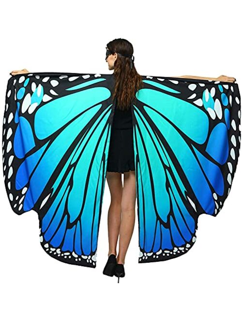 Shireake Baby Halloween/Party Butterfly Wings Costumes for Women,Soft Fabric Butterfly Shawl Fairy Ladies Nymph Pixie Festival Rave Dress