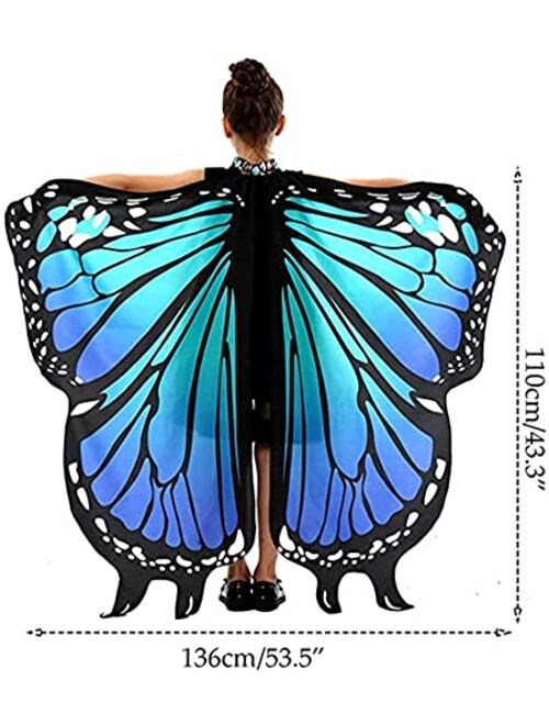 EONGERS Butterfly Wings for Girls Kids Halloween Costume Fairy Shawl Festival Rave Dress