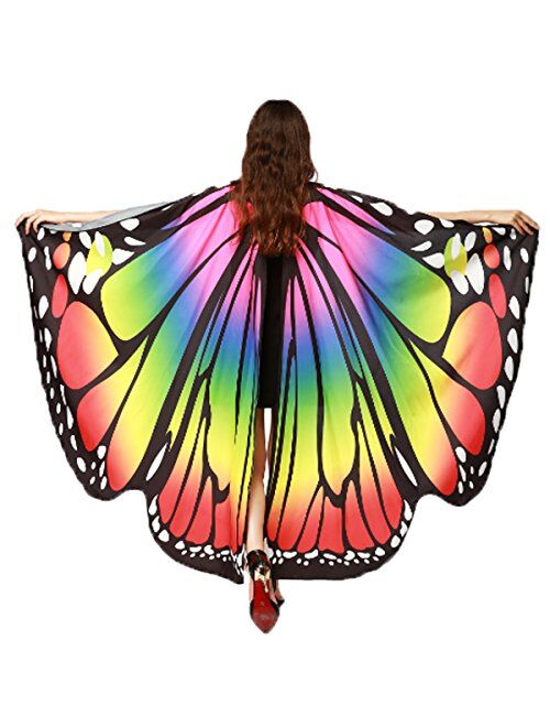 Aunavey Christmas Party Soft Fabric Butterfly Wings Shawl Fairy Ladies Nymph Pixie Costume Accessory