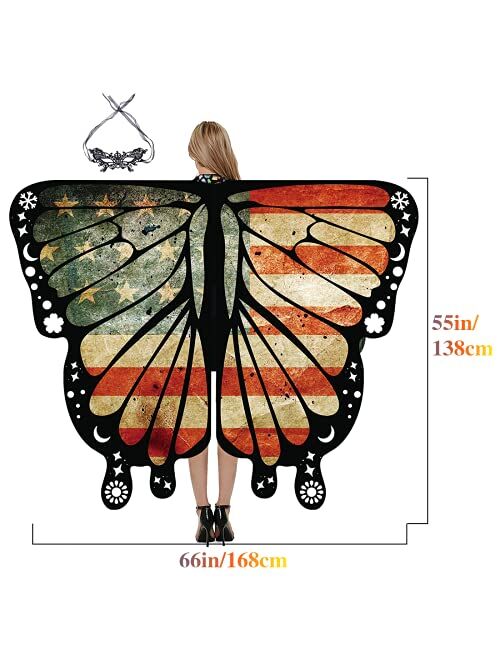 GENIEING Butterfly Costume for Women, Starry Butterfly Wings Women Halloween Costumes for Adult Butterfly Wings Cosplay