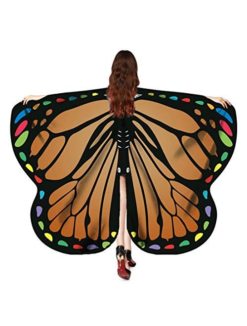 Multitrust Halloween Soft Butterfly Wings for Adult Butterfly Shawl Fairy Wings Cape Nymph Pixie Chirstmas Halloween Party Costume