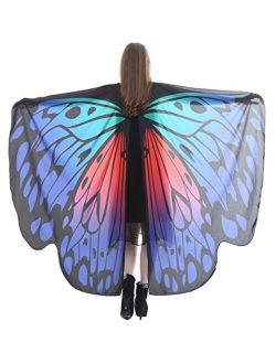 FEOYA Halloween Butterfly Wings Shawl Fairy Pixie Colorful Cape Dance Party Costume