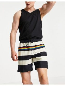 Pride Stripe Volley shorts in black/white