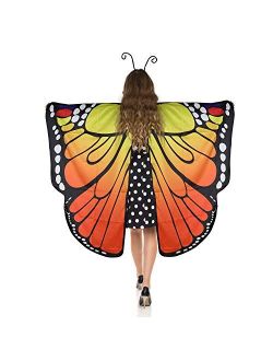 Drisharp Women Monarch Butterfly Fairy Wings Shawl Adult Ladies Halloween Cape Cloak Fashion Party Festival Costumes with Headband