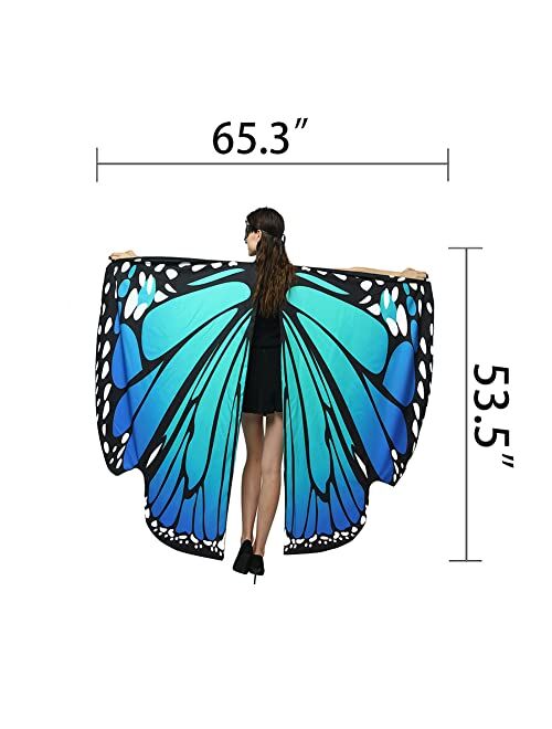 FEOYA Women Girls Soft Fabric Butterfly Wings Halloween Shawl Fairy Ladies Nymph Pixie Costume Accessory 