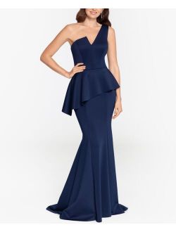 One-Shoulder Peplum Gown & Face Mask