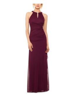 B&A by Betsy and Adam Ruched Halter Gown