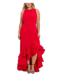 Plus Size High-Low Ruffled-Hem Gown