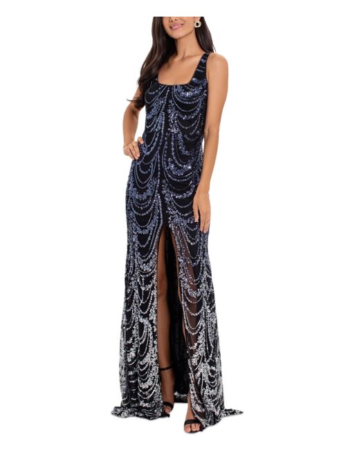 Betsy & Adam Gatsby Sequin Gown