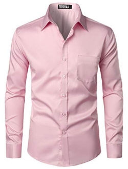 Men's Urban Stylish Casual Business Slim Fit Long Sleeve Button Up Dress Shirt with Pocket