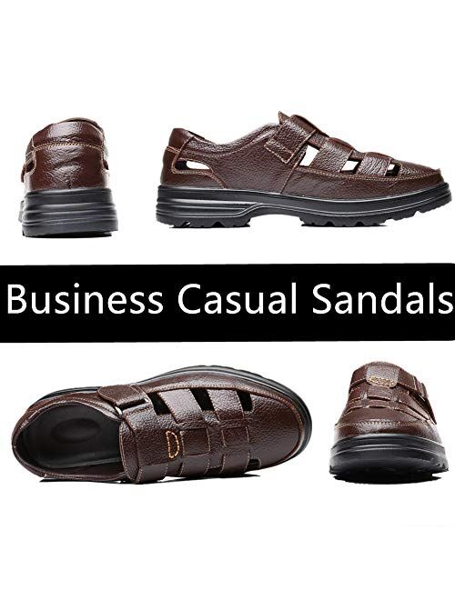 Veslexth Men Business Working Office Sandals Man Summer Breathable Synthetic Leather Walking Casual Oxfords Male Cocktail Party Fashion Dress Formal Shoes