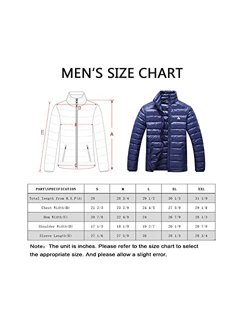 Moerdeng Men's Short Down Jacket Winter Warm Coat Lightweight Puffer Jacket with Pocket