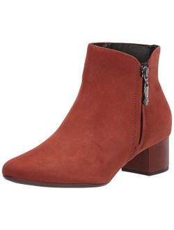 Women's Leather Block Heel with Zipper Detail Spruce Street Bootie Ankle Boot