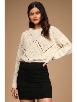 Modern Femme Washed Black Denim Mini Skirt