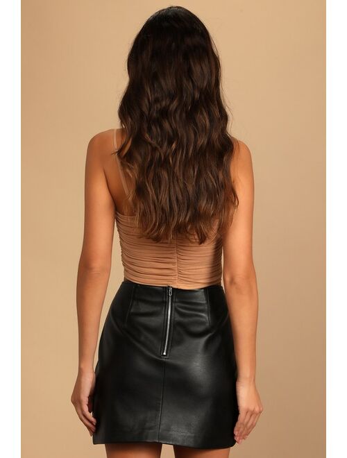 Lulus Trendy Moment Black Vegan Leather Mini Skirt
