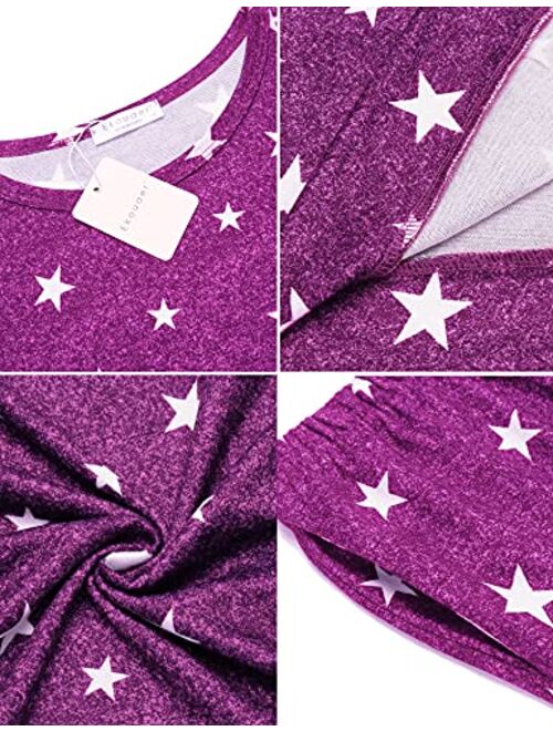 Ekouaer Womens Pajama Set Long Sleeve Sleepwear Star Print Nightwear Soft Pjs Lounge Sets with Pockets