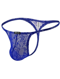 Men's Lace See Throught G-String Underwear Sexy Low Rise Pouch Y-Back Thong Underpanties