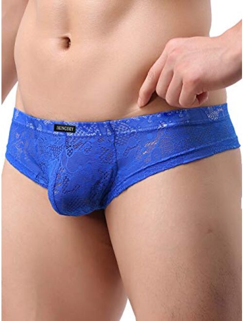 iKingsky Men's Cheeky Boxer Briefs Sexy Thong Underwear Breathable Lace Mens Panties