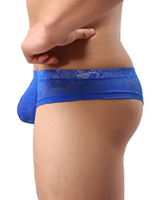 iKingsky Men's Cheeky Boxer Briefs Sexy Thong Underwear Breathable Lace Mens Panties