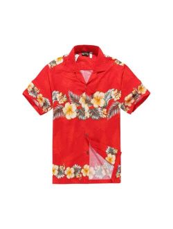 Men Tropical Hawaiian Aloha Shirt Cruise Luau Beach Party Red Cross Floral YEL