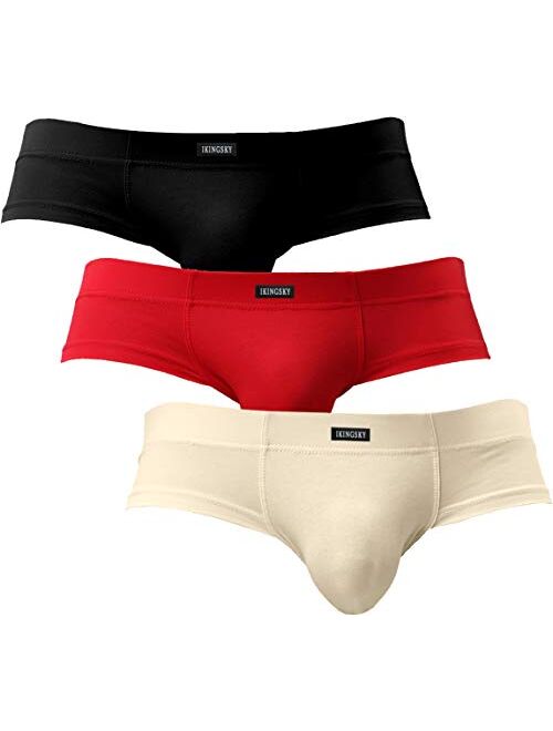 IKINGSKY Men's Seamless Front Pouch Briefs Sexy Low Rise Men Cotton Underwear