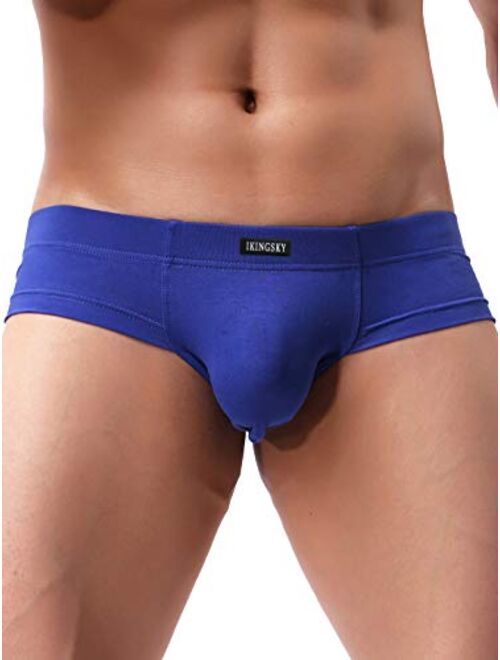 IKINGSKY Men's Seamless Front Pouch Briefs Sexy Low Rise Men Cotton Underwear