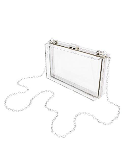 Trendsblue Premium Transparent Clear Acrylic Hard Box Clutch Bag Evening Shoulder Handbag