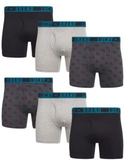Men's Underwear - Cotton Blend Stretch Boxer Briefs (6 Pack), Size Small, Black/Grey Print