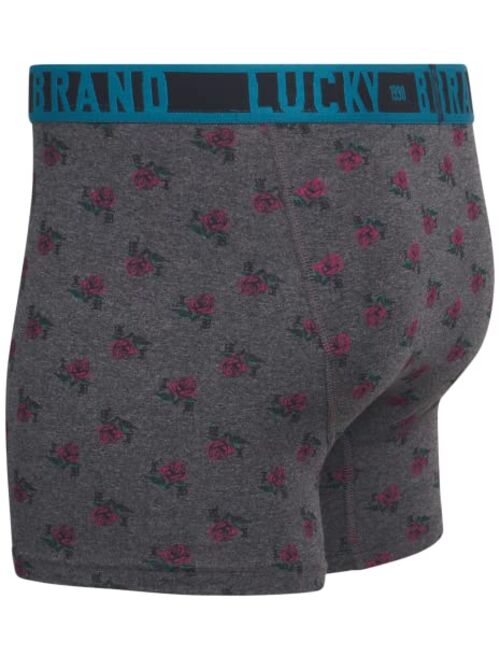 Lucky Brand Men's Underwear - Cotton Blend Stretch Boxer Briefs (6 Pack), Size Small, Black/Grey Print