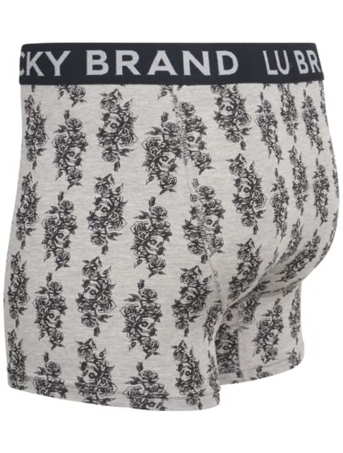 Lucky Brand Men's Underwear - Cotton Blend Stretch Boxer Briefs (6 Pack), Size Medium, Black/Grey Print