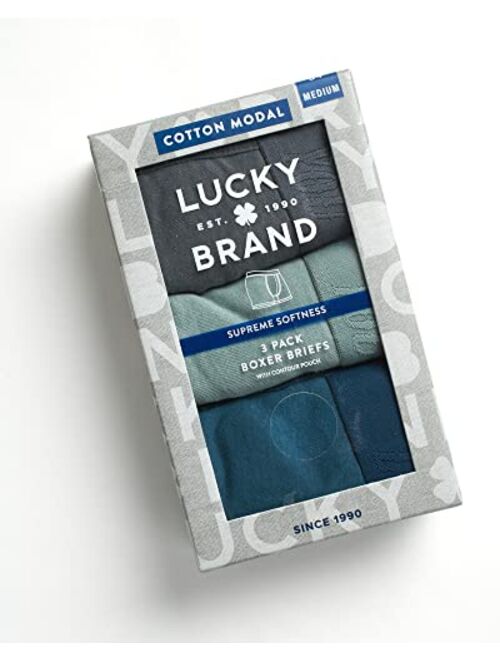 Lucky Brand Men's Super Soft Boxer Briefs (3 Pack), Size Small, Grey/Lead/Blue