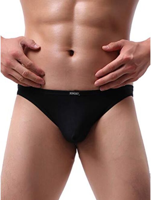 iKingsky Men's Modal Bulge Briefs Sexy Low Rise Pouch Bikini Underwear