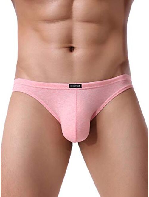 IKINGSKY Men's Cotton Pouch Bikini Underwear Sexy Low Rise Briefs