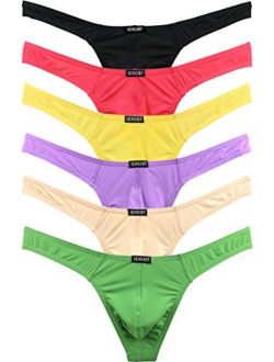 Men's Silky Thong Sexy T-Back Mens Underwear Low Rise Stretch Underpanties