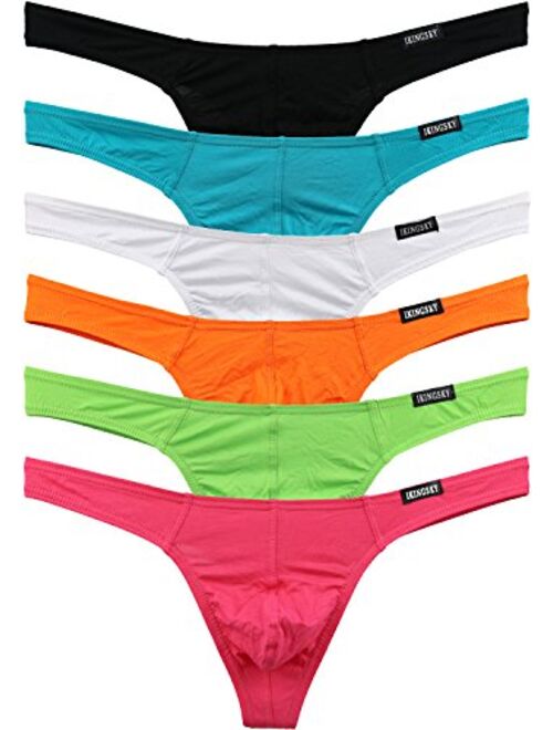 iKingsky Men's Everyday Basic Modal Thong Underwear Sexy No Show T-back Under Panties