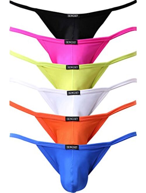 Buy IKINGSKY Men's Pouch Thong Underwear Sexy Low Rise Bulge Men ...
