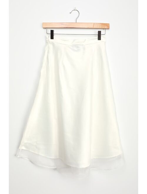 Lulus What a Darling White Organza Midi Skirt
