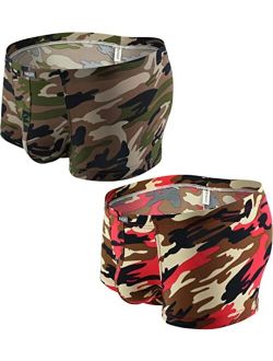 iKingksy Men's Camouflage Boxer Briefs Stretch Pouch Underwear Low Rise Mens Under Panties