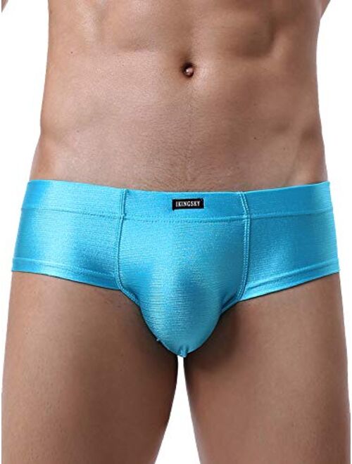 iKingsky Men's Seamless Front Pouch Briefs Sexy Cheeky Mens Underwear High Stretch Under Panties