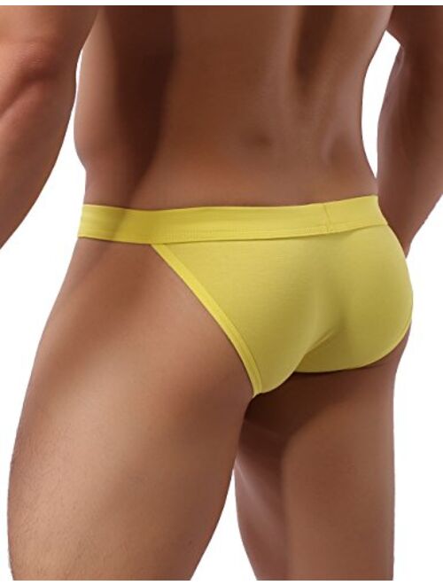 IKINGSKY Men's High-Leg Opening Briefs Modal Pouch Bikini Underwear Sexy Low Rise Bulge Underpanties