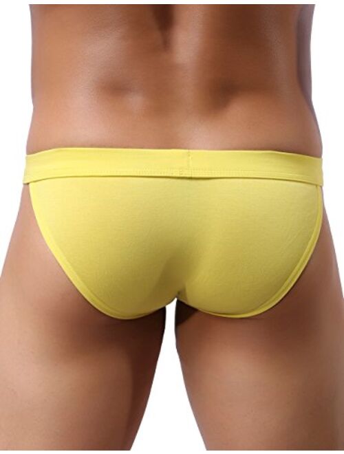 IKINGSKY Men's High-Leg Opening Briefs Modal Pouch Bikini Underwear Sexy Low Rise Bulge Underpanties