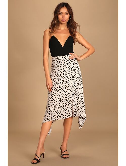 Lulus Set a Trend Cream Cheetah Print Midi Skirt