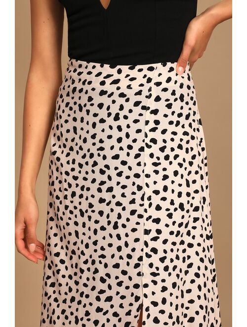 Lulus Set a Trend Cream Cheetah Print Midi Skirt