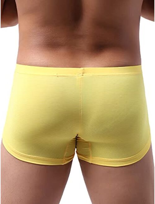 iKingsky Men's Stretch Bulge Boxer Briefs Sexy Low Rise Pouch Shorts Soft Underpanties for Men