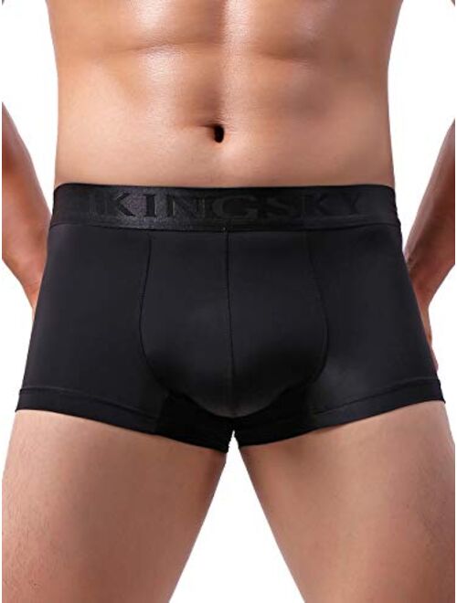 IKINGSKY Men's Spotry Boxer Shorts Sexy U-Hance Pouch Underwear Low Rise Pouch Under Panties